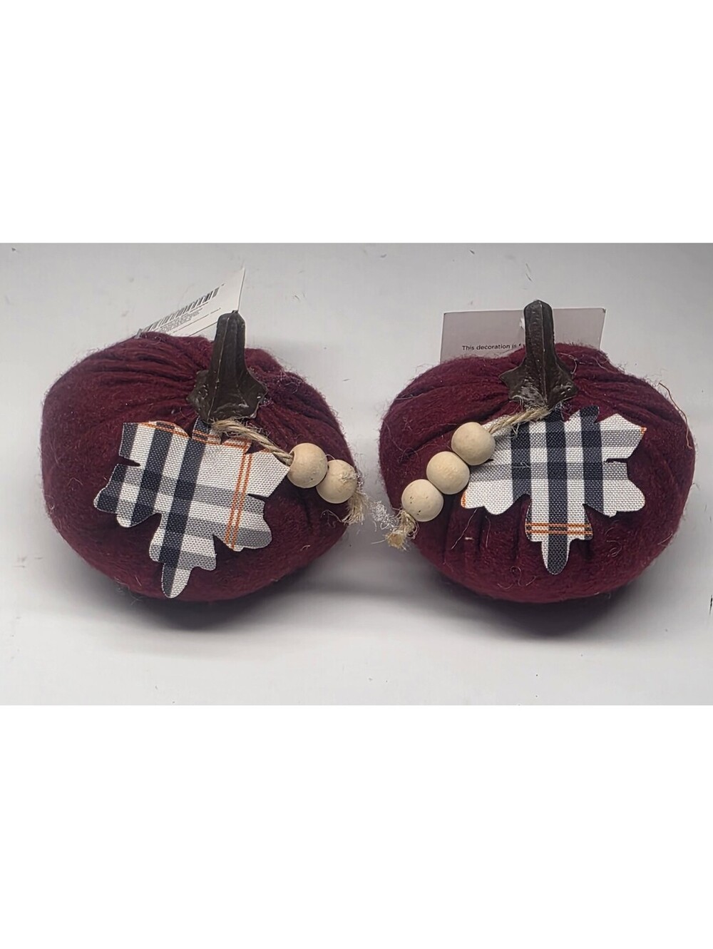 Fabric Stuffed Pumpkins Fall Farmhouse Decor 2 Pack 4" Decoration